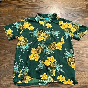 Hawaiian Shirt (green, pineapples, yellow flowers)